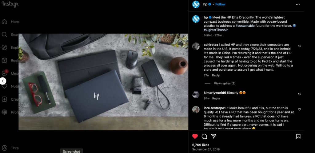 HP Influencer Social Posts